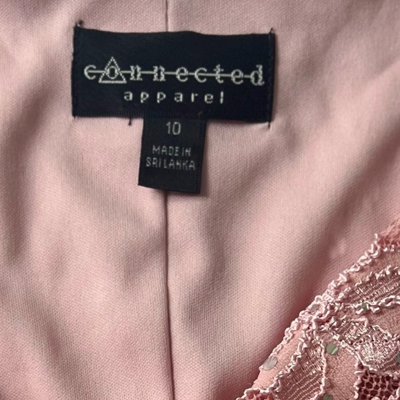 Connected Apparel Pink Lace Dress Sleeveless Cowl Neck - Picture 4 of 6